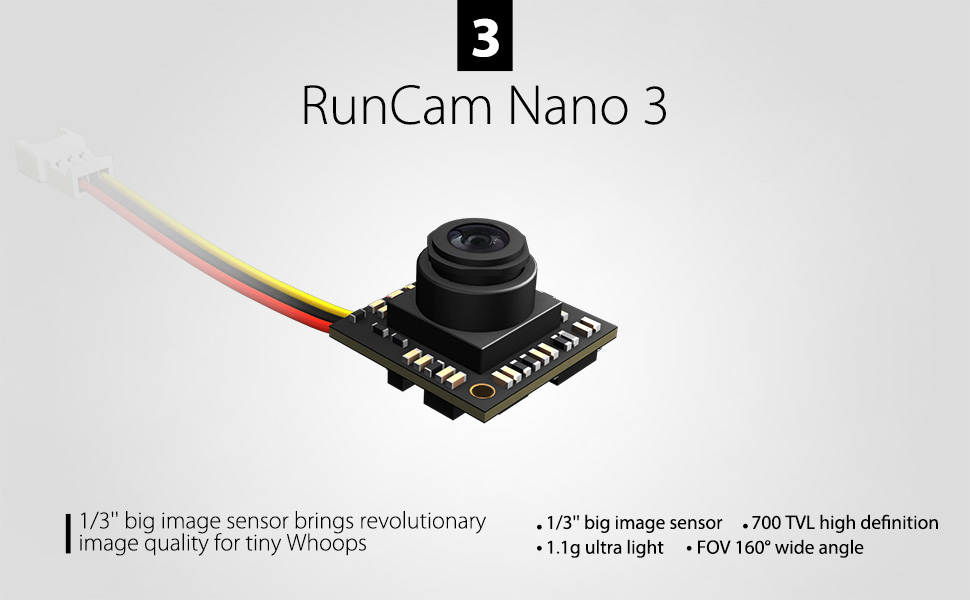 Amazon.com : Runcam Nano 3 FPV Camera 800TVL 1/3 CMOS Sensor FOV 140 ...
