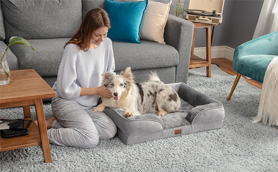 Bedsure Dog Sofa Bed Extra Large Washable Orthopedic Dog Beds and Couch with Removable Flannel