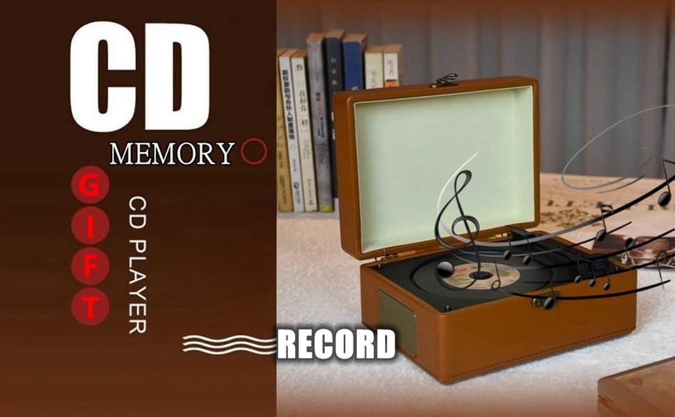 Vintage Suitcase CD Player, Portable HiFi Stereo Speakers for, 5W Retro Style CD Music Player