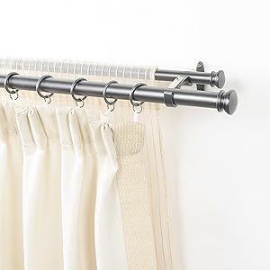 Amazon Com Deco Window 1 Inch Adjustable Grey Double Rod Curtain