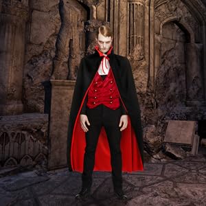 Amazon.com: Veemoon Halloween Vampire Cape Cloak Black& Red