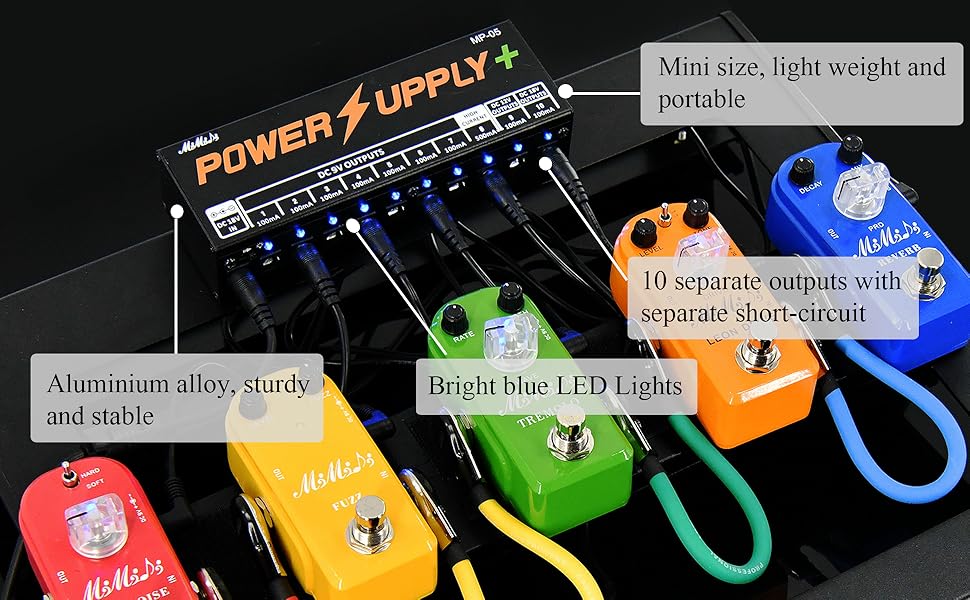 MIMIDI Pedal Board Power Supply 10 Isolated Guitar Pedal