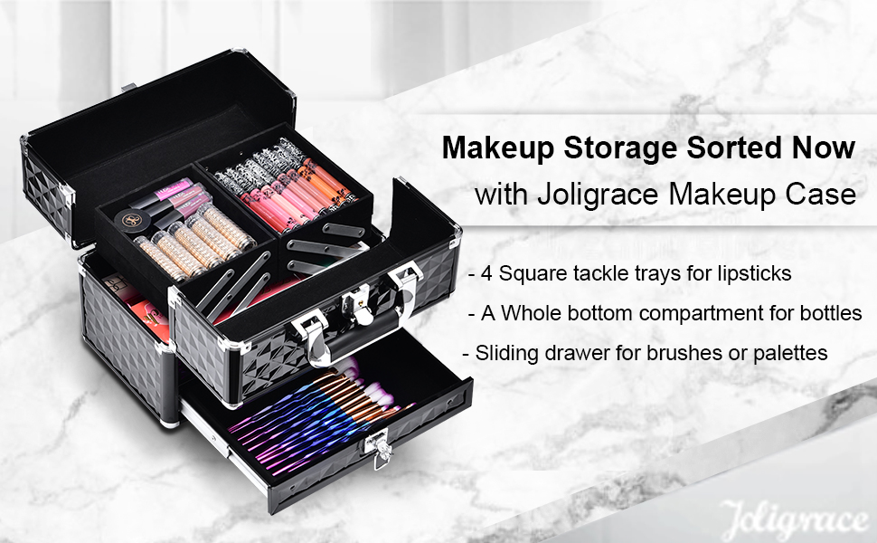 black makeup case storage organizer