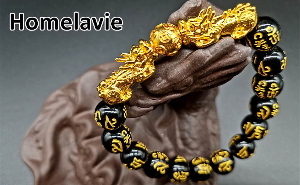 Homelavie Golden Pixiu Mantra Bead Bracelet