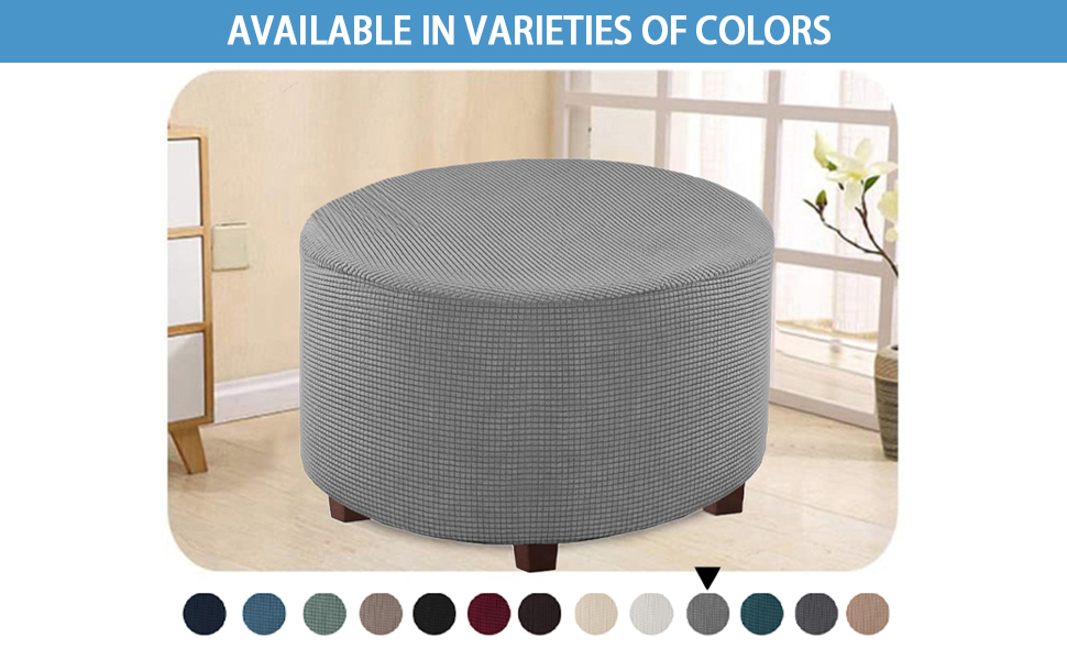 VIENLOVE Round Ottoman Slipcover