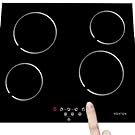 NOXTON Ceramic Hob, Built-in 4 Zone Electric Hobs 60cm Black Glass Panel Cooker With Touch Controls 12 Easy Operation