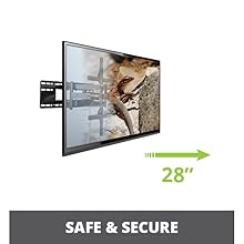 Su televisor estará seguro y protegido incluso a 28 pulgadas de distancia de la extensión de la pared.