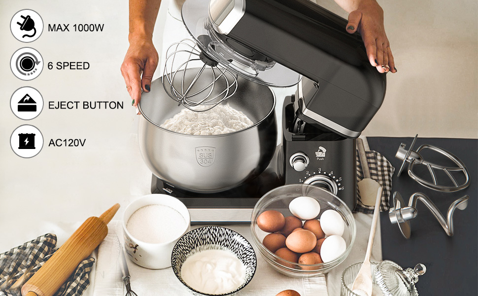 LILPARTNER Stand Mixer, 1000W Electric Kitchen Mixer Food