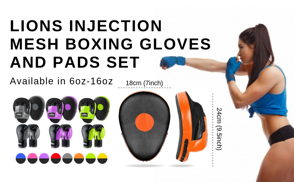 Lions Boxing Gloves and Pads Set Sparring Gloves and Hook and Jab