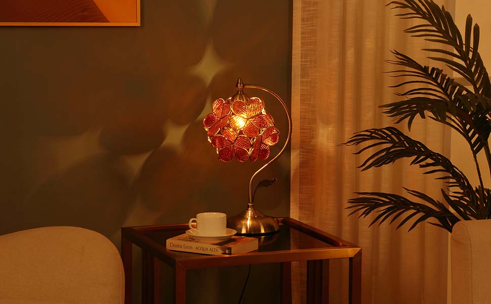Bieye cherry blossom Tiffany style stained glass table lamp