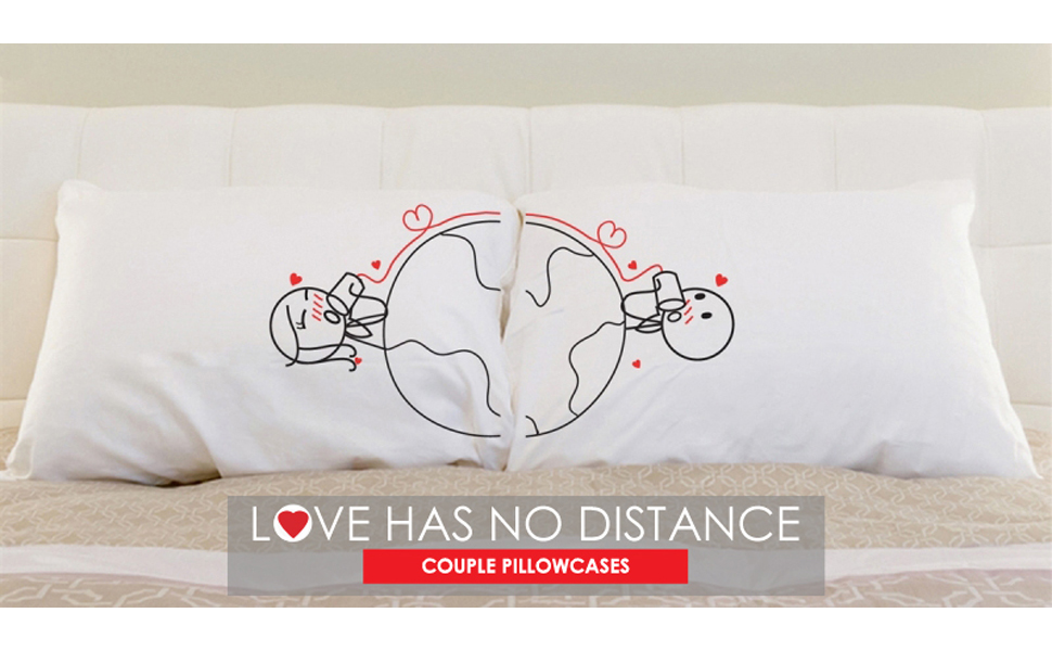 BoldLoft Love Has No Distance Couple PillowcasesLong Distance