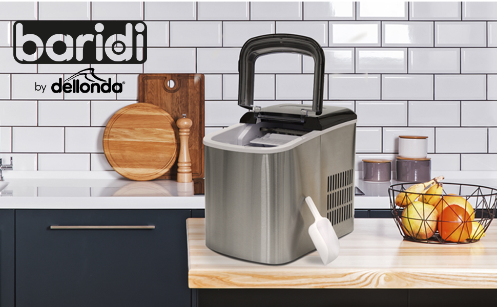 Baridi Ice Cube Maker 2.2L 12kg in 24hr with LED Display & 10 Minute