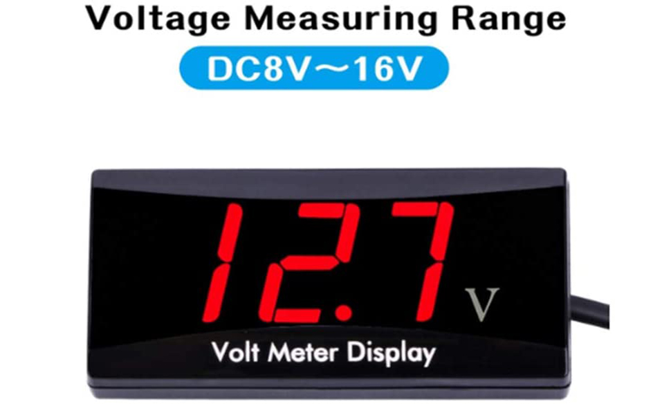 BlyilyB 1Pack DC 12 Volt Meter Gauge Red Digital Voltage Display Meter
