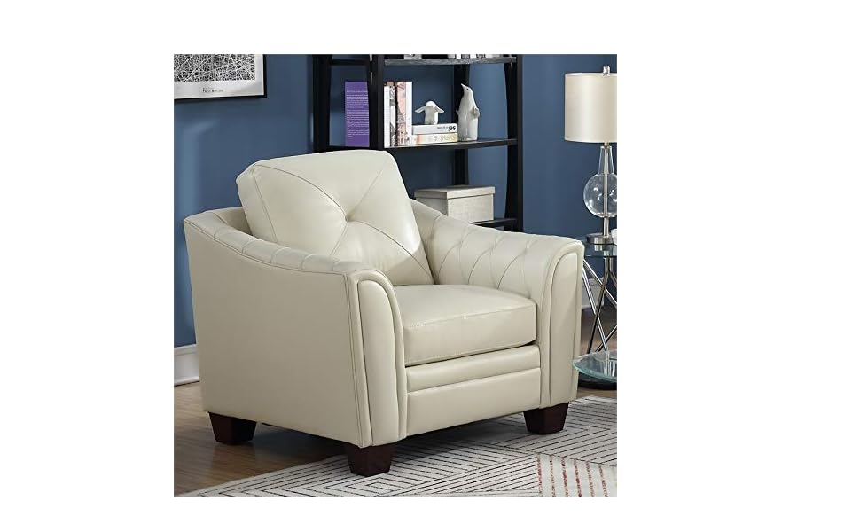 MAKLAINE 21'' Transitional Leather Upholstered Tufted