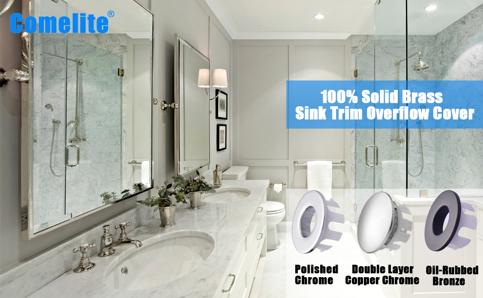 COMELITE Kitchen Bathroom Sink Basin Vanity Sink Trim Overflow Cover
