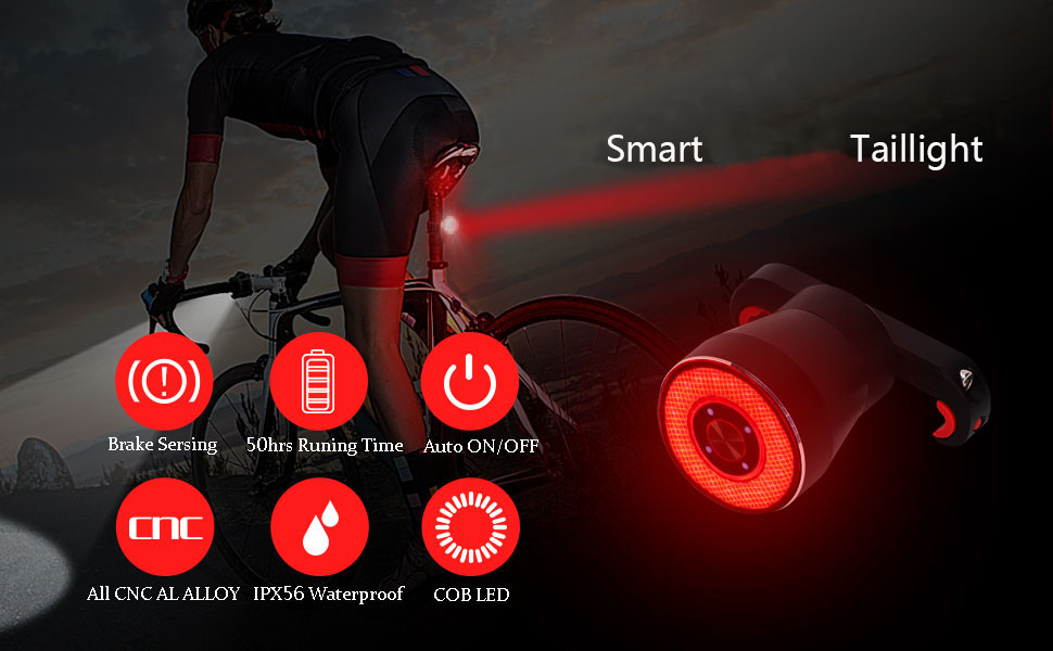 G Keni Smart Bike Tail Light, Brake Sensing Rear Lights, Ultra Bright