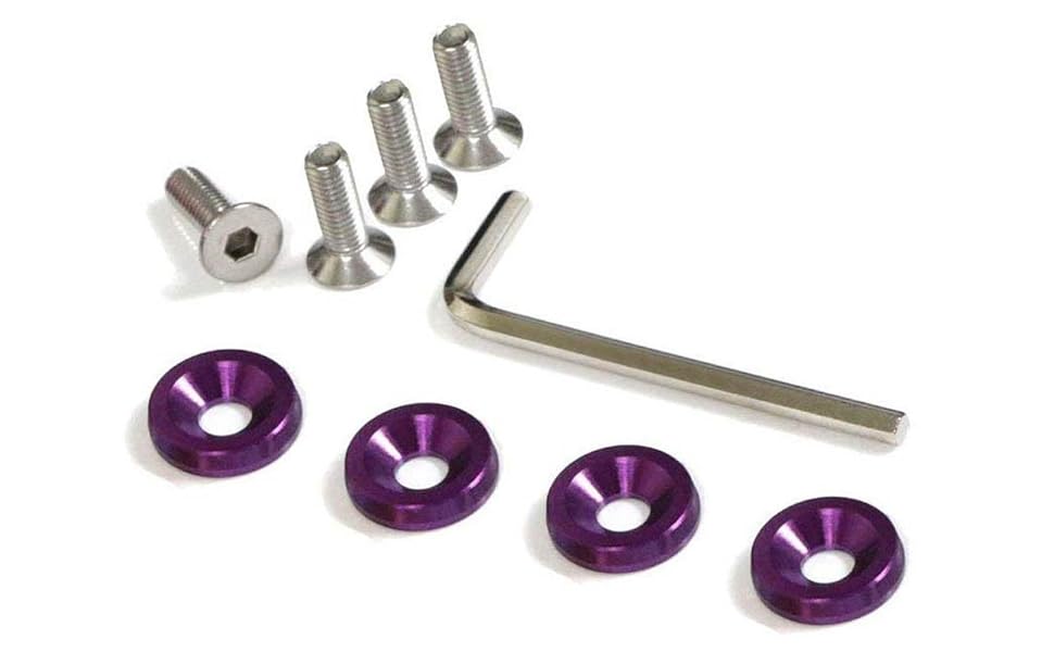 Aluminum Washers Bolts Kit for Car License Plate Frame, Fender, Bumper, Engine Bay, etc