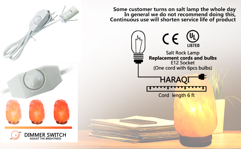 Salt Lamp Cord and Bulbs,Himalayan Salt Lamp Replacement Cord with