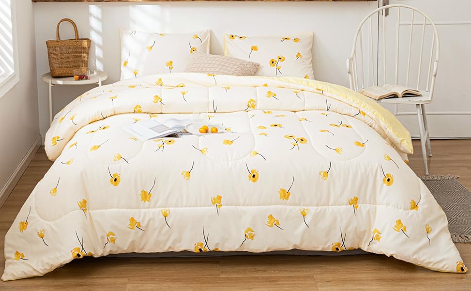 Yellow Flowers Comforter Set Floral Comforter Lucky Clover