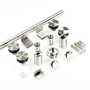 Description Picture 3 of itemDIYHD NBSHOWERS 5FT(152cm) Frameless Sliding Glass Track Barn Shower Door Hardware Kit,Stainless Steel Brushed Satin,No Glass