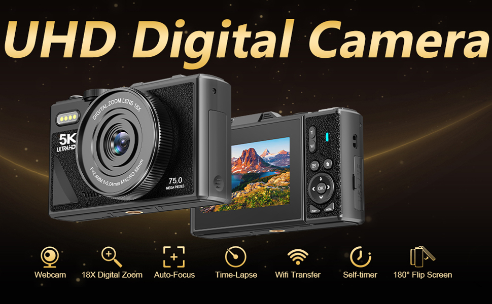 5K UHD デジタルカメラ 75MP Amazon.com : 5K Digital Camera for Photography & Video