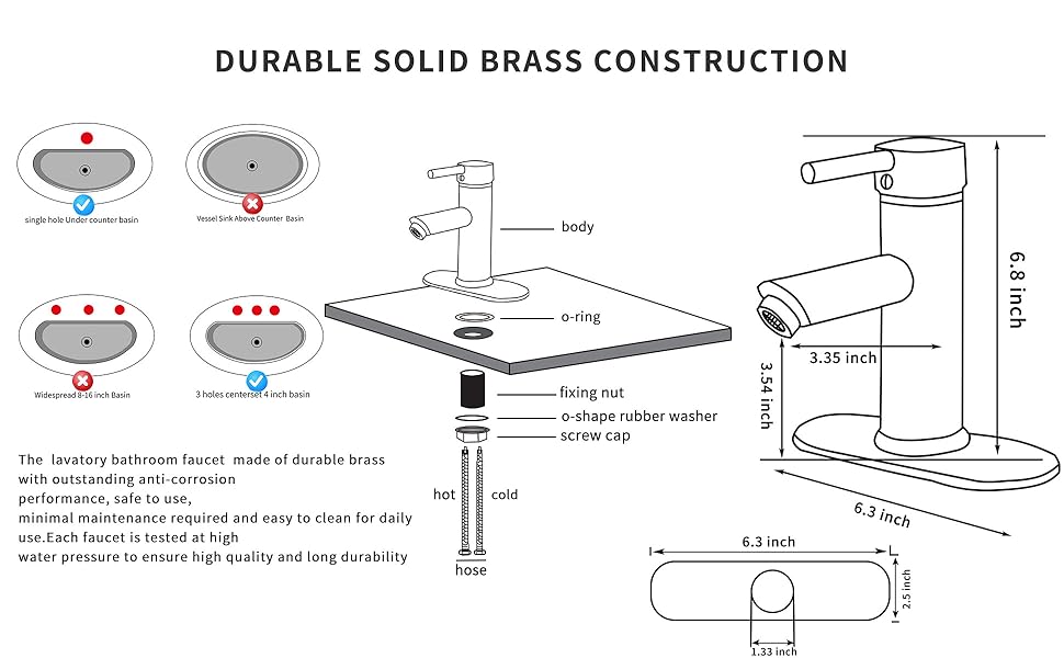 GGStudy Chrome Single Handle 1 Hole Bathroom Faucet Stainless Steel