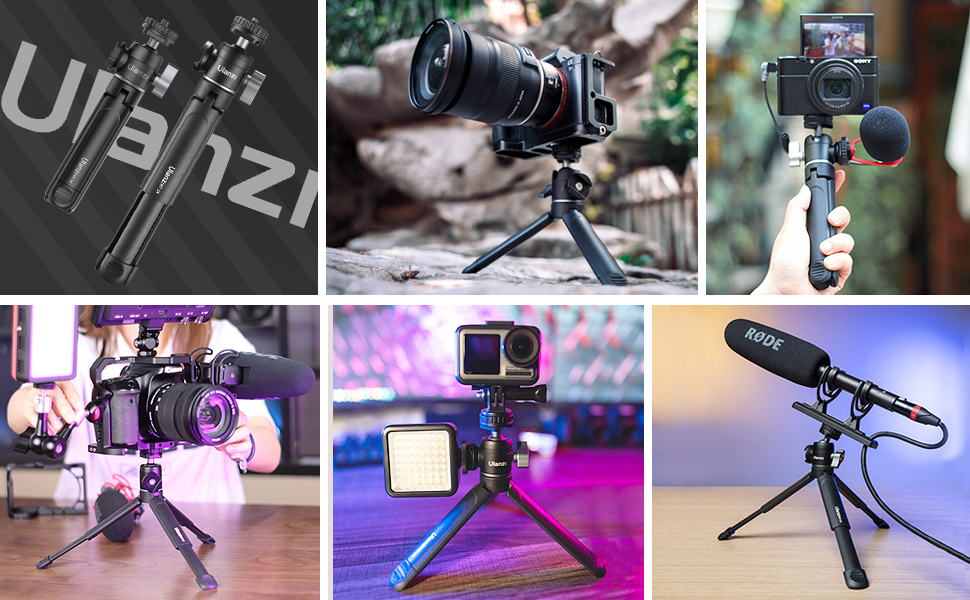 ULANZI UVlog Aluminum Vlog Tripod w Cold Shoe Mount Handle Grip for