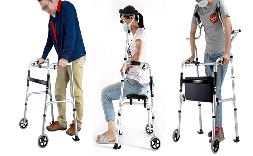 送料無料キャンペーン?】 ELENKER 歩行介助用品 歩行器+折りたたみ杖