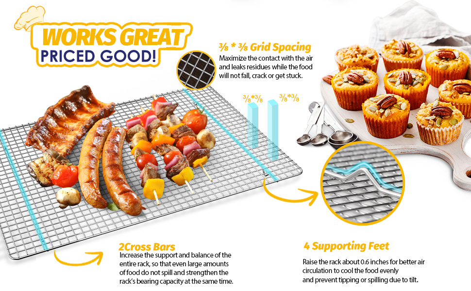 Hiware 2Pack Cooling Racks for Baking 8.5" x 12" Quarter Size Stainless Steel