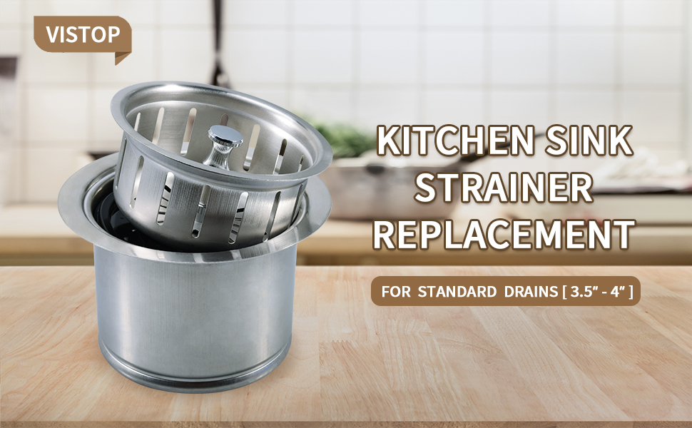 Kitchen Extended Sink Flange with Basket Strainer and Drain Stopper for Garbage Disposal Fit 31
