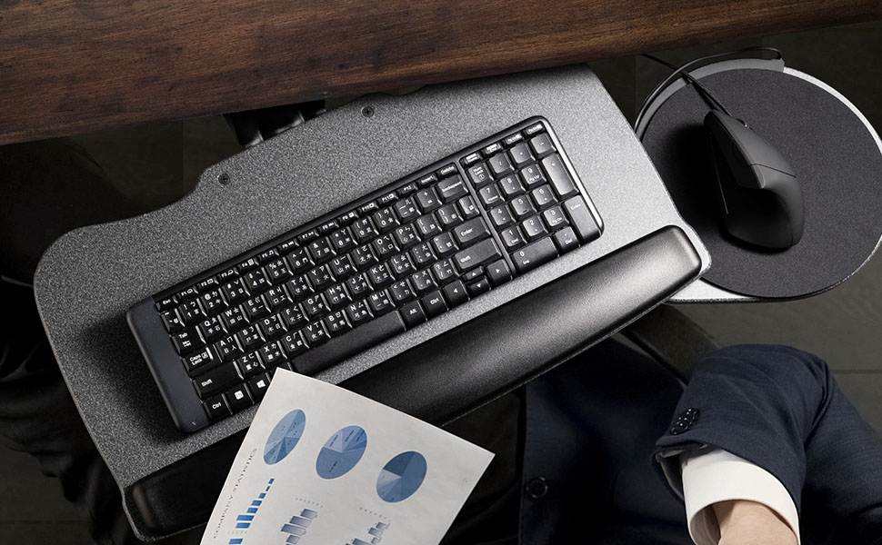 Fersgo Under Desk Keyboard Tray 20" x 11", Easy to Install