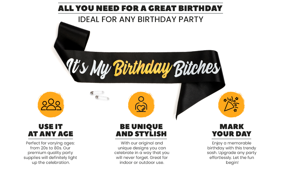 CORRURE Birthday sash for women, men, kids