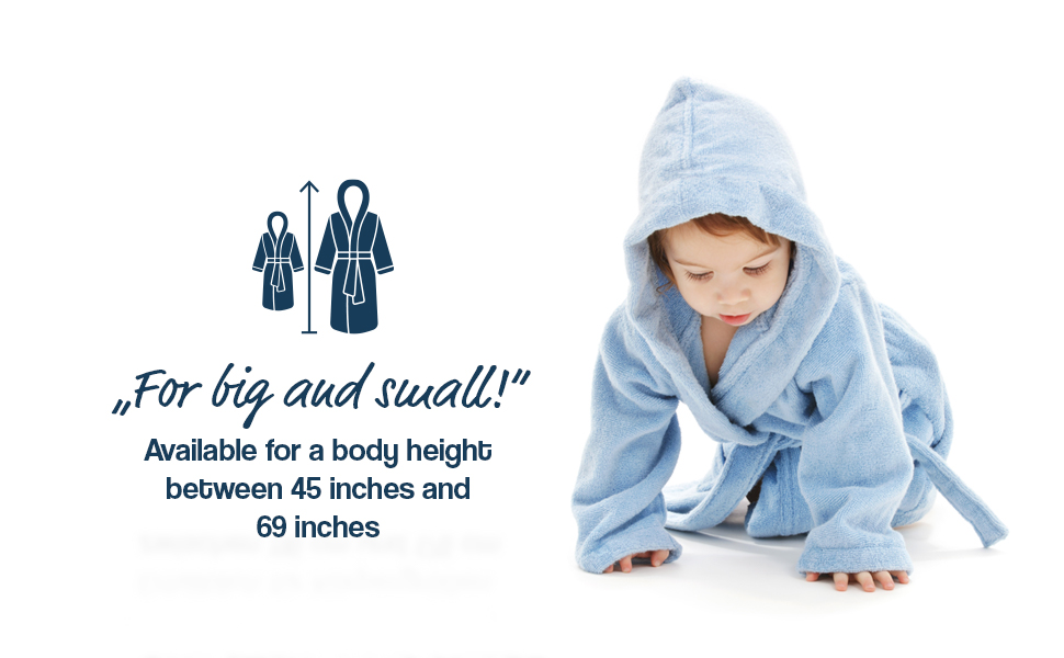 Small and large 116 cm 178 cm baby children teenager youth bathrobe sauna cosy warm.