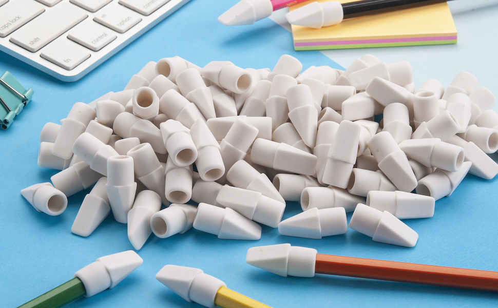 Sooez 120 Pack White Pencil Erasers, Pencil Top Erasers