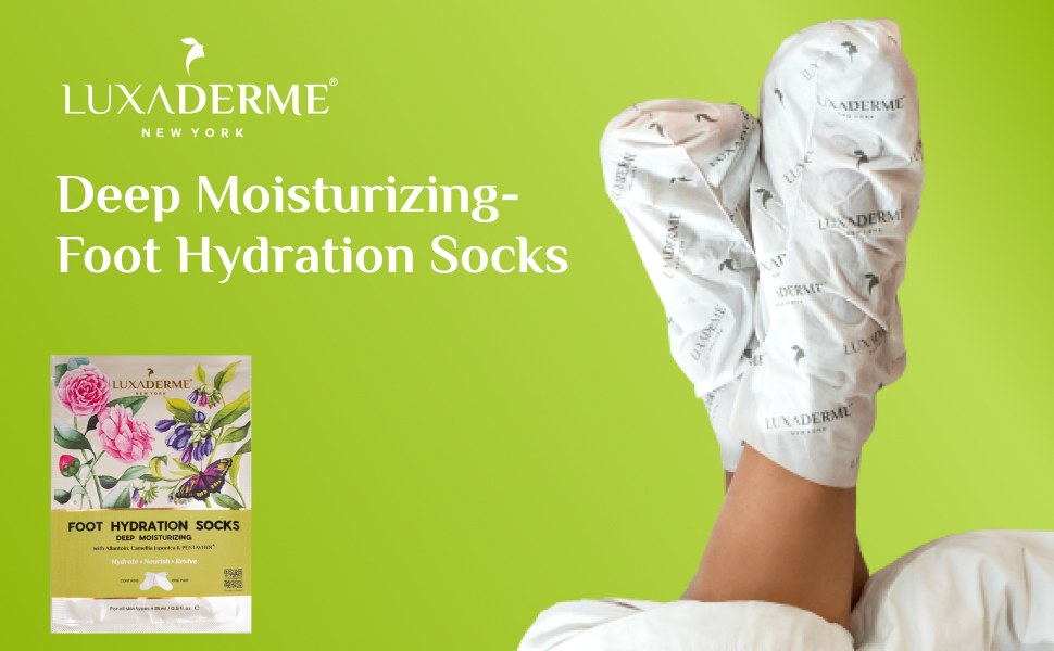 LuxaDerme Foot Hydrating Socks Deeply Moisturizes Dry & Dull Skin Reduces Pigmentation