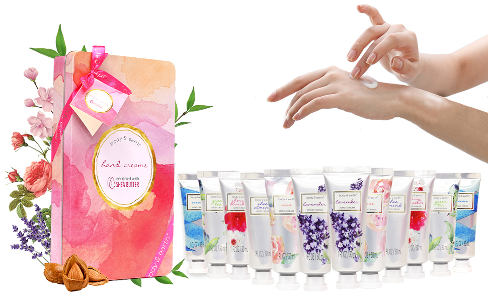 Hand Cream Set, Body & Earth Shea Butter Lotion Gift Set for Dry