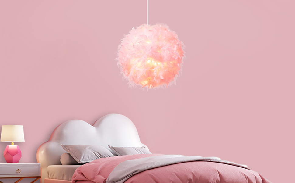 Waneway Feather Light Shade for Ceiling Pendant Light, Fluffy Lamp