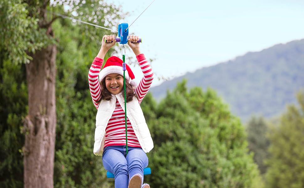 Amazon Com Hearthsong 150 Blue Backyard Zipline Kit Kids Holds