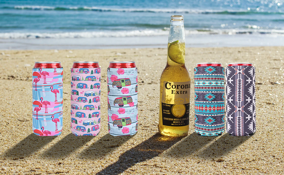 3 Pack Slim Can Cooler,Cute Neoprene Can Cooler Sleeves