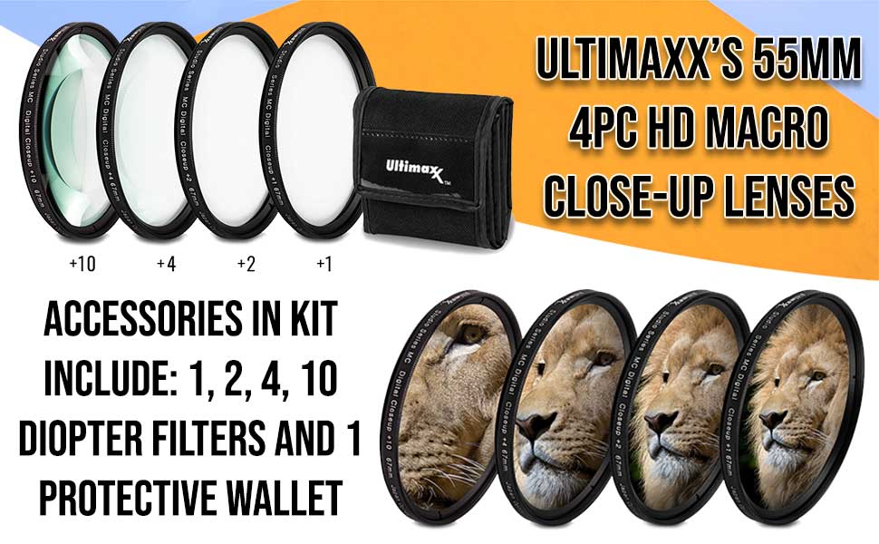 55MM Ultimaxx Professional Four Piece HD Macro Closeup