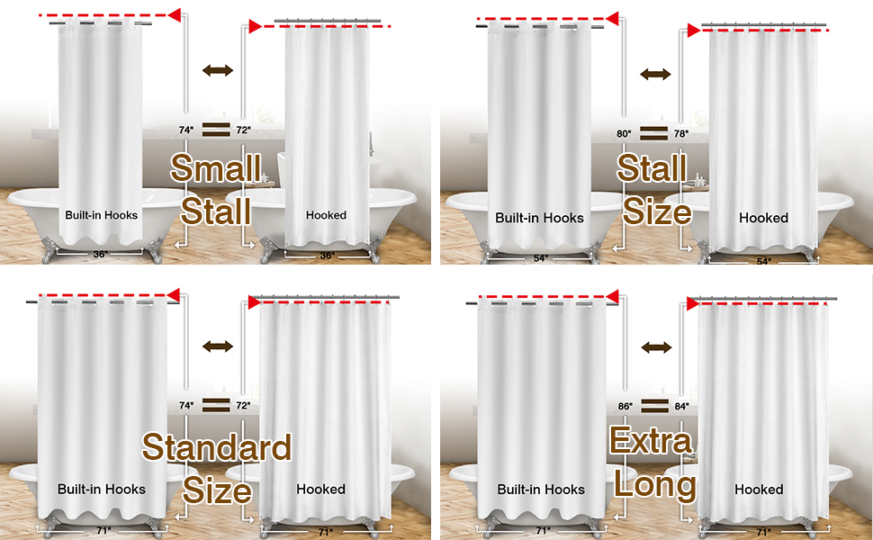 Fabric Shower Curtain No Hooks Needed TPU Lining & No