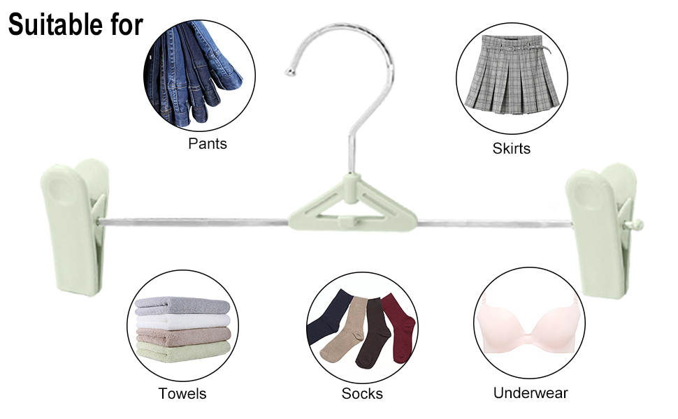 Skirt Hangers with Clips Pant Hangers with Clips Stackable Slim Plastic Pants