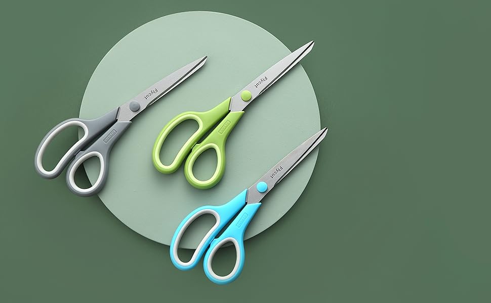 Scissors, Flycut Comfort Grip 8 Inch MutiPurpose 3Pack