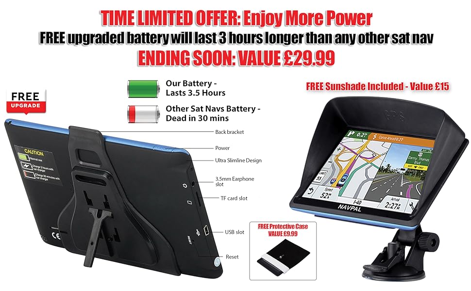 NAVPAL SLIMLINE SAT NAV (7 INCH) UK EUROPE EDITION 2021 (FREE Lifetime