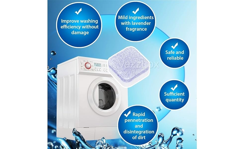 VazzLox 10Pcs Washing Machine Deep Cleaner Effervescent Tablet for All