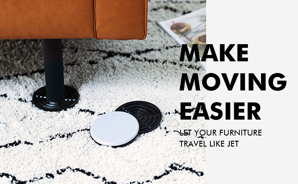 Furniture Sliders, COZ Reusable Round Movers for Heavy Furniture for Carpet (8 Pack, 3.9 inch