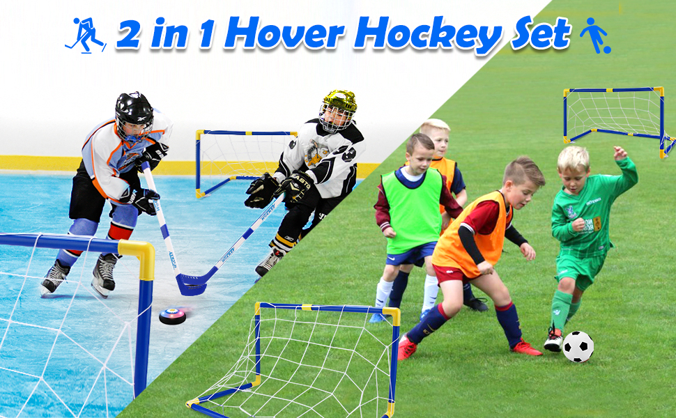 Hover Hockey Set Boys Toys 2 in 1 Hockey & Soccer Sport Toys With 2