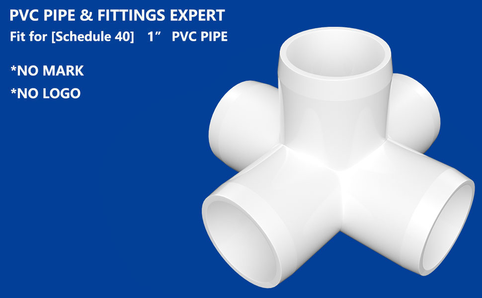 letsFix 5 Way PVC Fittings 1 Inch (4Pack), Furniture Grade