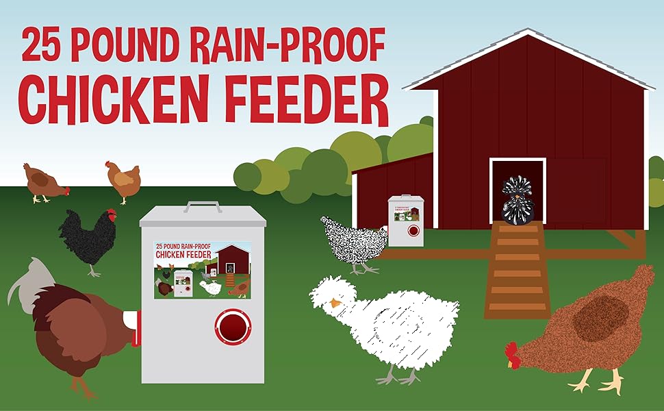 25LB Outdoor Rainproof Galvanized Chicken Feeder 20 Liter