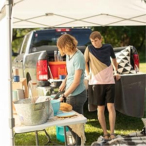 lifestyle friends picnic tailgate outdoor canopy sun rain wind block privacy wall camping shelter